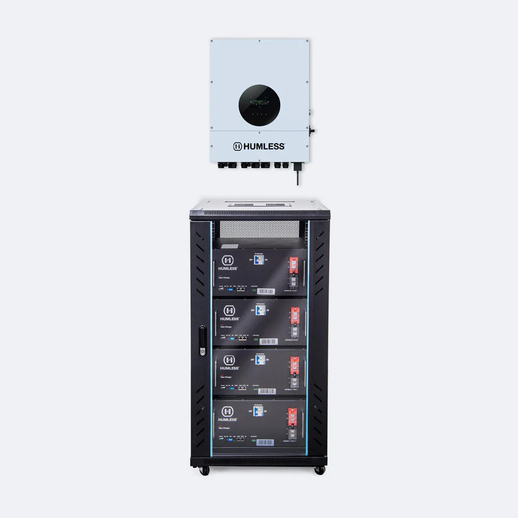 Humless IP65 Rack-Mountable Batteries with 6kW Universal Inverter and Tower