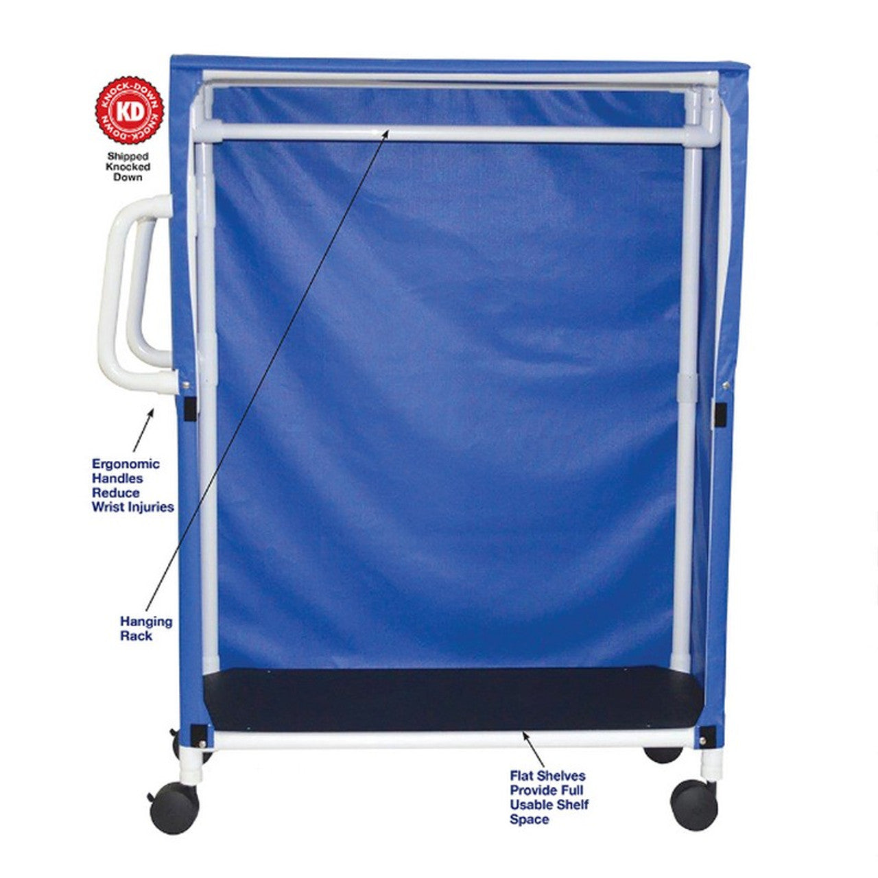 MJM 1-Shelf 20" x 45" Linen Hanging Cart