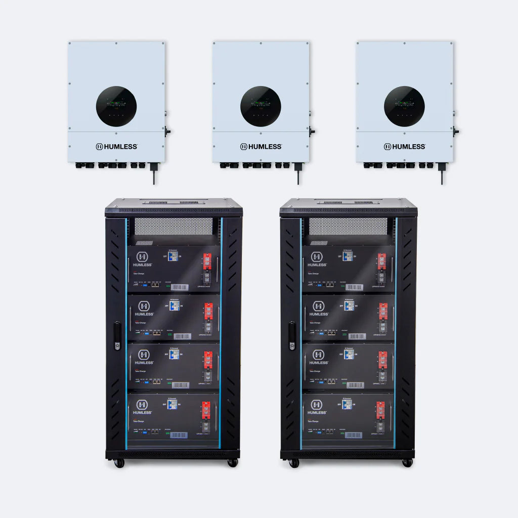 Humless IP65 Rack-Mountable Batteries with 6kW Universal Inverter and Tower