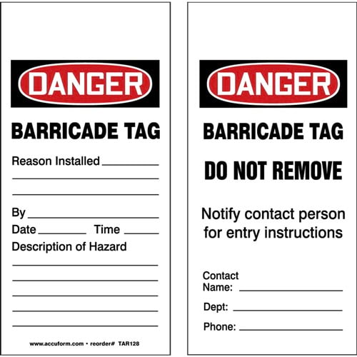 Barricade Tag - 6 1/4 x 3 - 250 Per Roll - PF-Card Stock - Tags