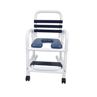 Mor-Medical 22" Deluxe New Era Patented Infection Control Shower Chair with Open Front Removable Soft Seat & Soft Touch Slideout Footrest, NO Commode Pail