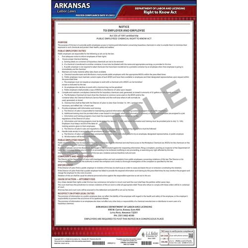 J. J. Keller Arkansas Chemical Right to Know Act Poster - Laminated