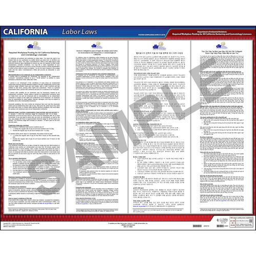 J. J. Keller California / Cosmetology Worker Rights Poster - Laminated