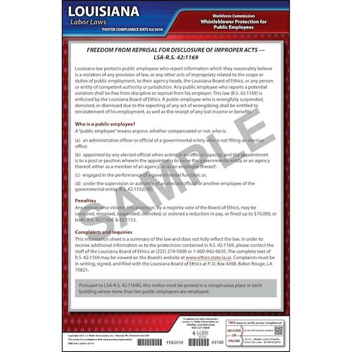 J. J. Keller Louisiana Whistleblower Poster - Laminated