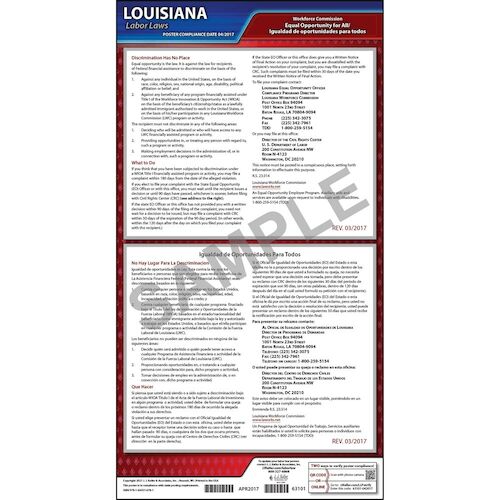 J. J. Keller Louisiana EEO Poster - Laminated