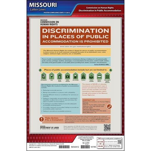 J. J. Keller Missouri Discrimination in Public Accommodations Poster - Laminated