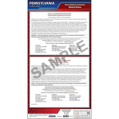 J. J. Keller Pennsylvania Public Accommodation Provisions Poster - Laminated