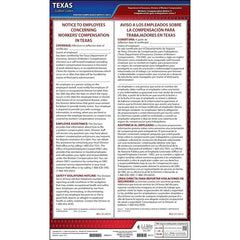 J. J. Keller Texas Notice 7 Workers' Compensation Coverage (Certified Self-Insurance) Poster - Laminated
