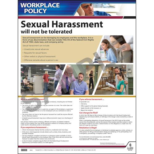 J. J. Keller Sexual Harassment Policy Poster - English, 20" W x 24" H