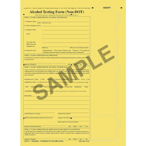 J. J. Keller Alcohol Testing Form - Non-DOT Format