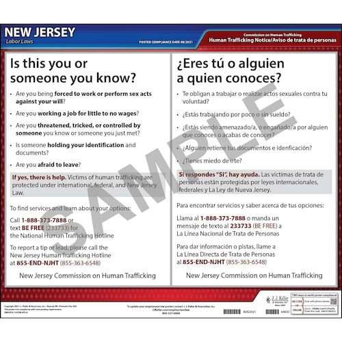 J. J. Keller New Jersey Human Trafficking Poster - Laminated