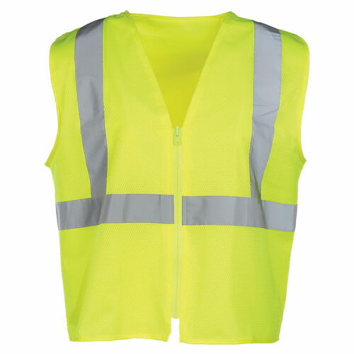 J. J. Keller SAFEGEAR Hi-Vis Type R Class 2 Reversible Safety Vest - Zip Close, Vertical Reflective Tape - S/M, Lime Green