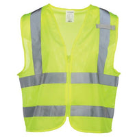J. J. Keller SAFEGEAR Hi-Vis Type R Class 2 No Pocket Safety Vest - Zip Close, Vertical Reflective Tape - L/XL, Lime Green