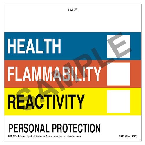 J. J. Keller Original HMIS Labels - Without Chronic Hazards Box - Paper, 4" x 4" Roll