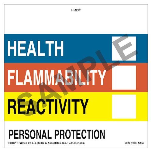 J. J. Keller Original HMIS Labels - Without Chronic Hazards Box - Vinyl, 4" x 4" Roll