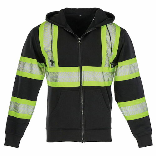 J. J. Keller SAFEGEAR Black Zipper Sweatshirt Type O Class 1 and CSA Z96-22 Class 1 Level 2