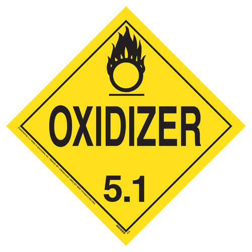 J. J. Keller Division 5.1 Oxidizer Placard - Worded - 20 mil Polystyrene, Laminated