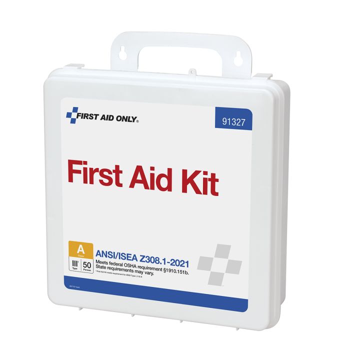 First Aid Only 50 Person ANSI 2021 Class A, Plastic First Aid Kit