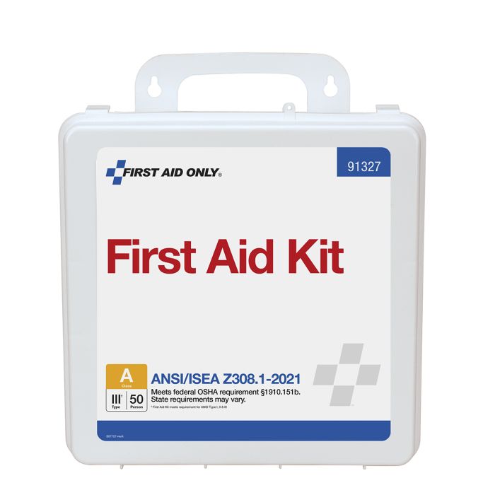 First Aid Only 50 Person ANSI 2021 Class A, Plastic First Aid Kit