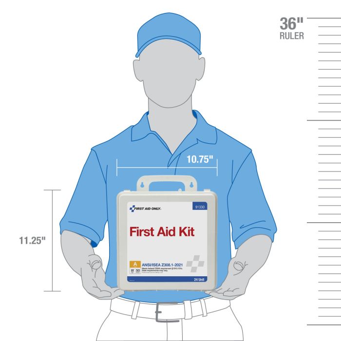 First Aid Only 50 Person ANSI 2021 Class A, 24 Unit Plastic First Aid Kit
