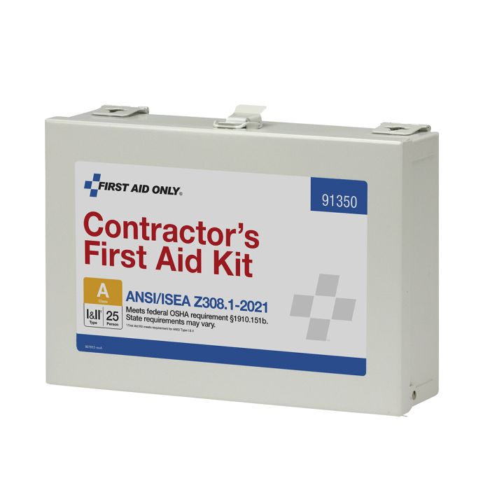First Aid Only 25 Person ANSI 2021 Class A, Contractor Metal First Aid Kit