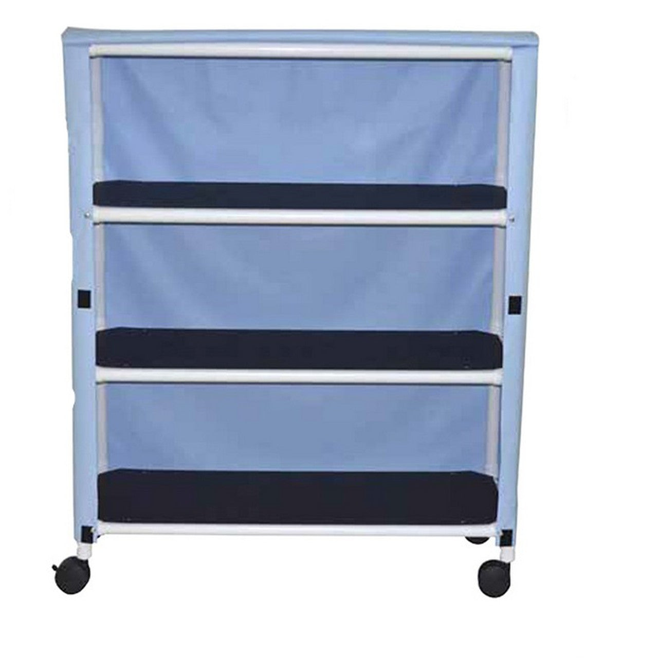 MJM Echo 20" x 50" Jumbo 3-Shelf Linen Cart, 150 lb Capacity