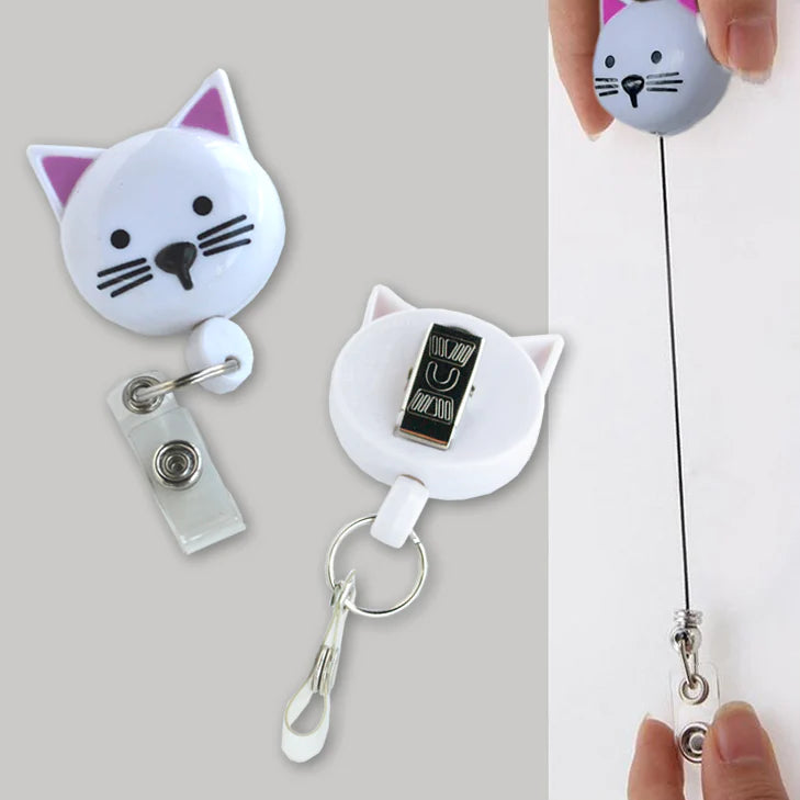 Pedia Pals White Cat Retractimal ID & Security Badge