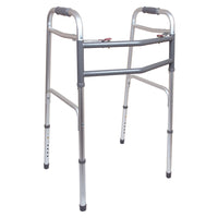 Compass Health ProBasics® Economy Two-Button Folding Steel Walker with Wheels