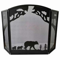 Dagan Wrought Iron Arched Three Fold Fireplace Screen with Bear Design