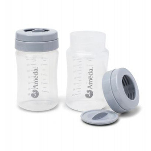 Ameda Mya Breast Pump Storage Bottle with Locking Ring & Disc, 2 Count