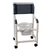 MJM PVC Commode Shower Chair with Deluxe Seat & 3" Twin Casters