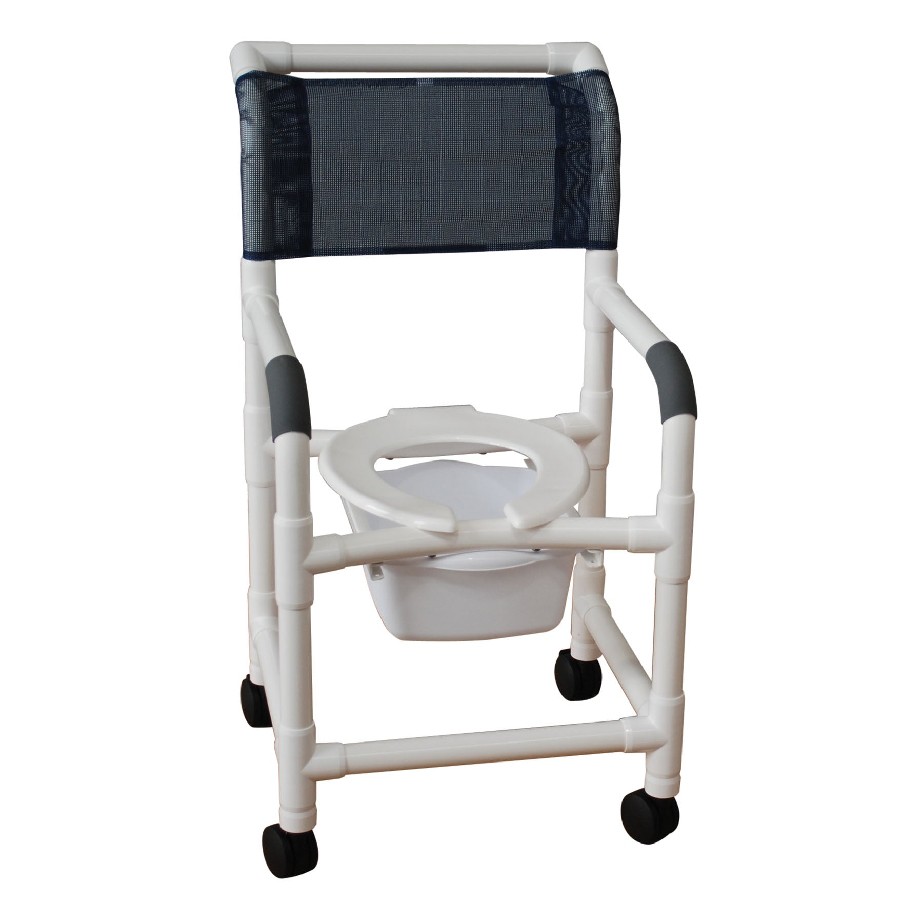 MJM PVC Commode Shower Chair with Deluxe Seat & 3" Twin Casters