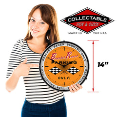 Bracket Racer Parking Only "All Others Will be Eliminated" 14" LED Wall Clock