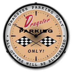 Dragster Parking Only "All Others Will be Eliminated" 14" LED Wall Clock