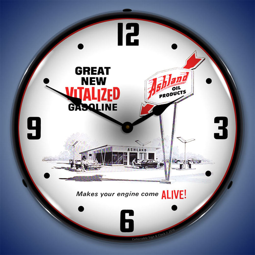 Ashland Oil Products "Makes Your Engine Come Alive" 14" LED Wall Clock