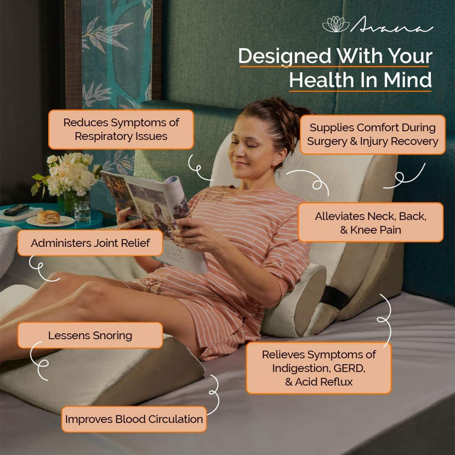 Avana Kind Bed Orthopedic Support Pillow Comfort System