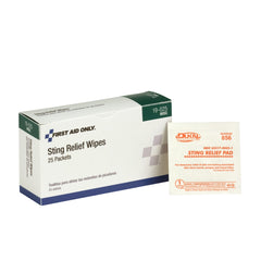 First Aid Only Sting Relief Wipes, 25 Per Box
