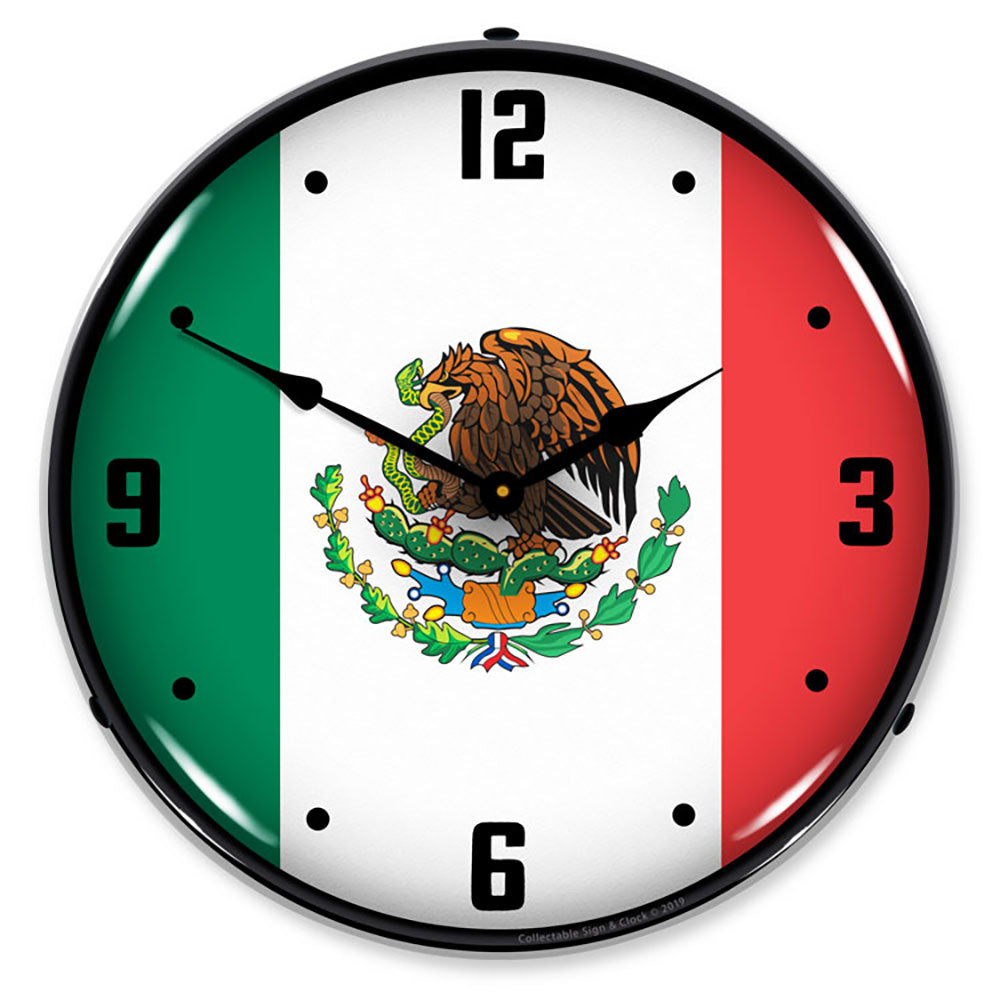 Mexican Flag 14" LED Wall Clock