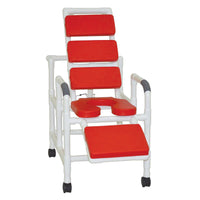 MJM Reclining Shower Chair with Soft Padded Seat, Back, and Leg Extension