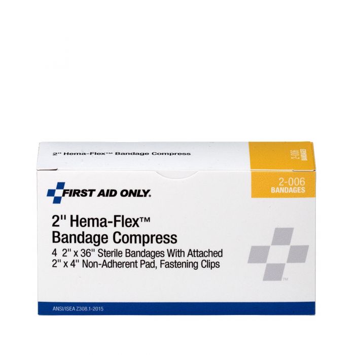First Aid Only 2" Hema-Flex Bandage Compress, 4 Per Box
