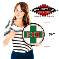 CBD Green Medical Cross 14" LED Storefront Business Sign