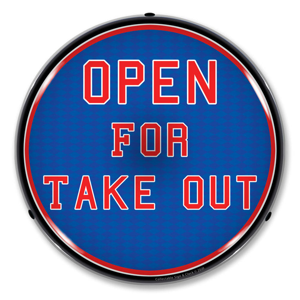 Open For Take Out 14" LED Front Window Business Sign
