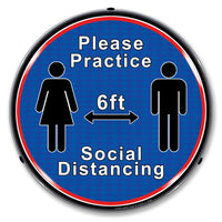 Please Practice Social Distancing 14" LED Front Window Business Sign