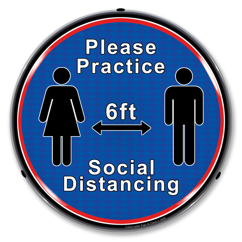 Please Practice Social Distancing 14" LED Front Window Business Sign