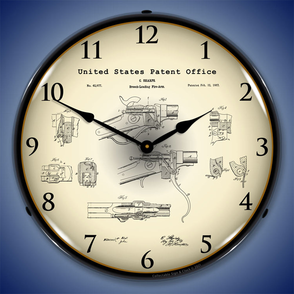 Sharps Breech Rifle 1867 Patent 14" LED Wall Clock