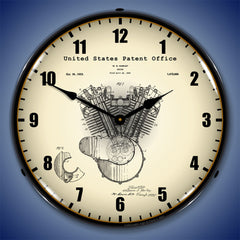 Harley Davidson Engine 1923 Patent 14" LED Wall Clock