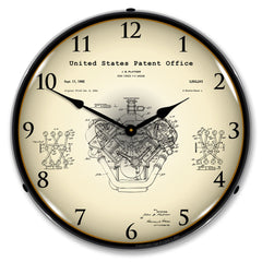 Chrysler Hemi V-8 Engine 1954 Patent 14" LED Wall Clock