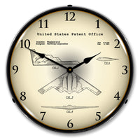 Northrop B-2 Spirit Stealth Bomber 1991 Patent 14" LED Wall Clock