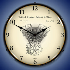 Harley Davidson Evolution Engine Patent 14" LED Wall Clock