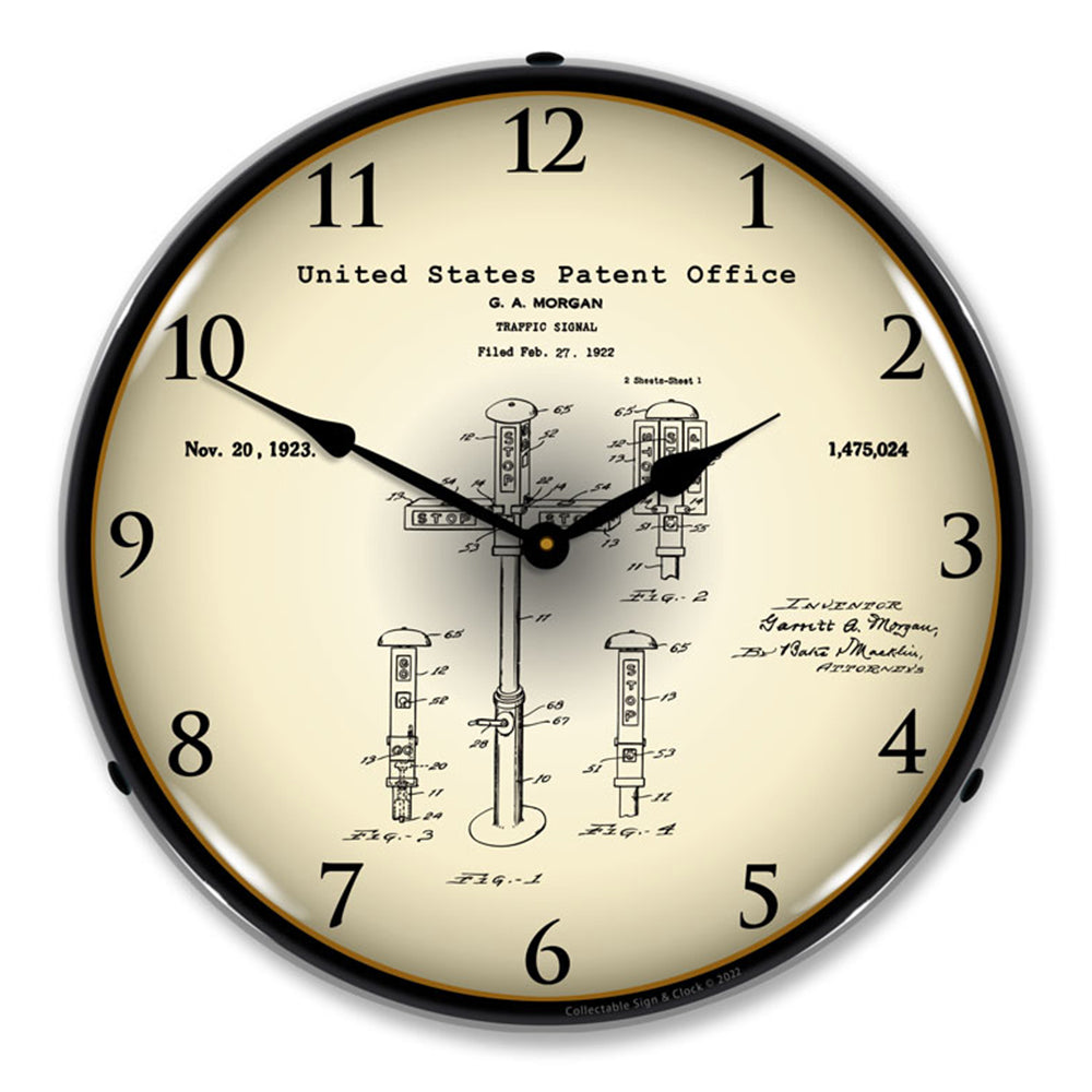 1922 First Traffic Signal G. A. Morgan Patent 14" LED Wall Clock